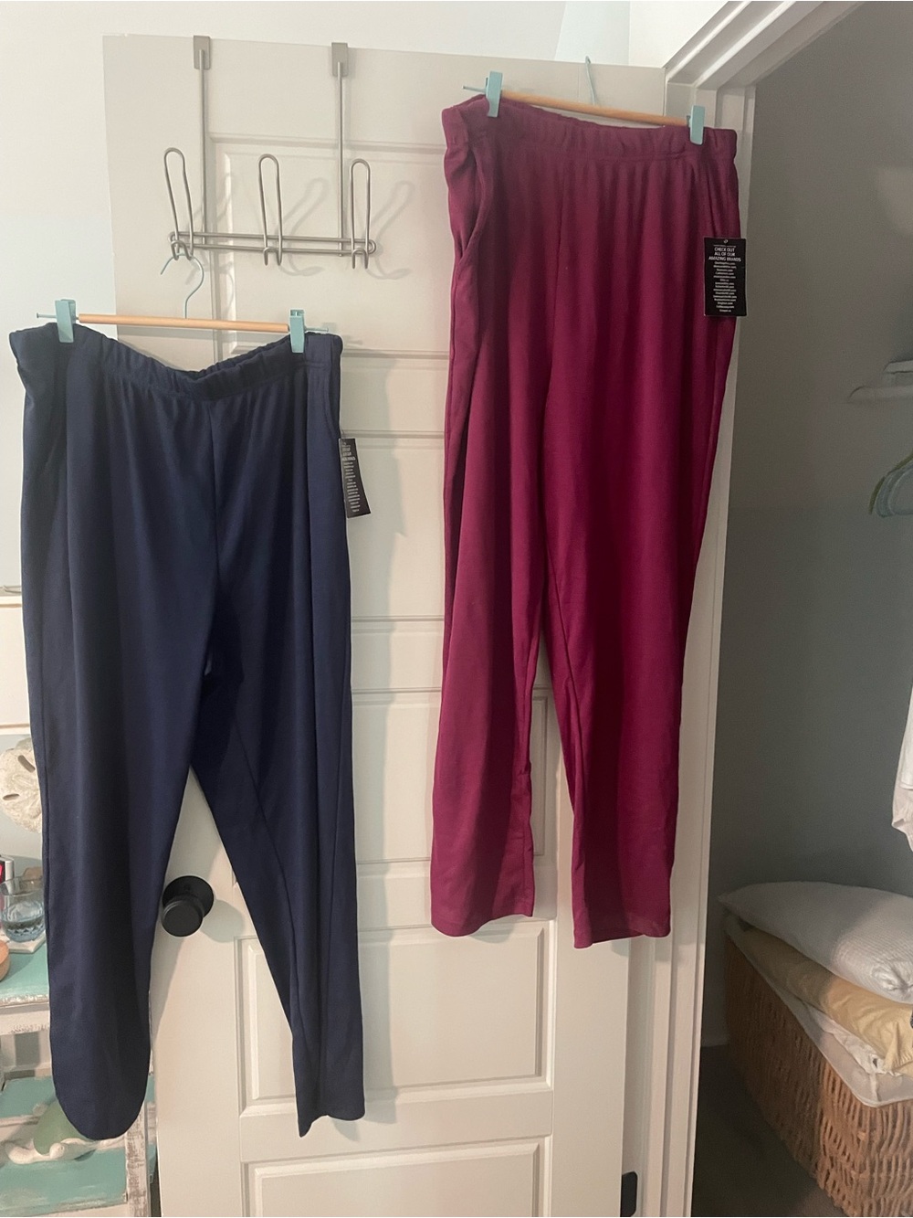 Elastic-Waist Pull-On Pants in Navy and Berry - 1x woman within nwt set of 2